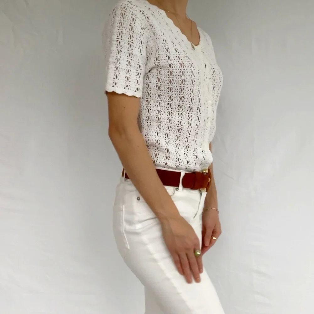 SOLD ❌ Crocheted top short sleeves size M vintage woman’s - Picture 6 of 12